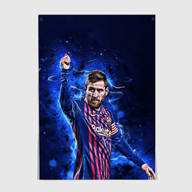 Постер с принтом Lionel Messi | Barcelona | 10 в городе Новоалтайск, 100% бумага
 | бумага, плотность 150 мг. Матовая, но за счет высокого коэффициента гладкости имеет небольшой блеск и дает на свету блики, но в отличии от глянцевой бумаги не покрыта лаком | 10 | argentina | barcelona | fc | fifa | footbal | leo | lionel | messi | soccer | аргентина | барселона | лео | лига | лионель | месси | мяч | мячик | поле | спорт | форма | футбол | футболист | футбольная | футбольный | чемпион