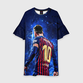 Детское платье 3D с принтом Leo Messi | Лео Месси | 10 в городе Новоалтайск, 100% полиэстер | прямой силуэт, чуть расширенный к низу. Круглая горловина, на рукавах — воланы | Тематика изображения на принте: 10 | argentina | barcelona | fc | fifa | footbal | leo | lionel | messi | soccer | аргентина | барселона | лео | лига | лионель | месси | мяч | мячик | поле | спорт | форма | футбол | футболист | футбольная | футбольный | чемпион