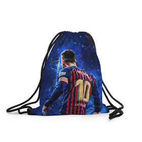 Рюкзак-мешок 3D с принтом Leo Messi | Лео Месси | 10 в городе Новоалтайск, 100% полиэстер | плотность ткани — 200 г/м2, размер — 35 х 45 см; лямки — толстые шнурки, застежка на шнуровке, без карманов и подкладки | Тематика изображения на принте: 10 | argentina | barcelona | fc | fifa | footbal | leo | lionel | messi | soccer | аргентина | барселона | лео | лига | лионель | месси | мяч | мячик | поле | спорт | форма | футбол | футболист | футбольная | футбольный | чемпион