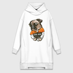 Платье-худи хлопок с принтом Пес в наручниках в городе Новоалтайск,  |  | cool | dog | заключенный | мопс | наручники | очки | пес | собака