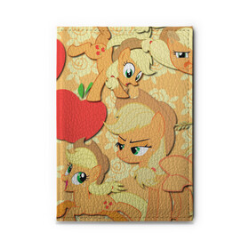 Обложка для автодокументов с принтом Applejack pattern в городе Новоалтайск, натуральная кожа |  размер 19,9*13 см; внутри 4 больших “конверта” для документов и один маленький отдел — туда идеально встанут права | Тематика изображения на принте: my little pony | дружба это чудо | единорог | единороги | май литл пони | мульт | мультфильм