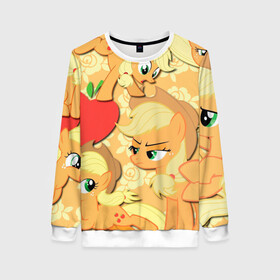 Женский свитшот 3D с принтом Applejack pattern в городе Новоалтайск, 100% полиэстер с мягким внутренним слоем | круглый вырез горловины, мягкая резинка на манжетах и поясе, свободная посадка по фигуре | my little pony | дружба это чудо | единорог | единороги | май литл пони | мульт | мультфильм