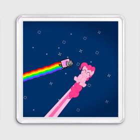 Магнит 55*55 с принтом Nyan cat x Pony в городе Новоалтайск, Пластик | Размер: 65*65 мм; Размер печати: 55*55 мм | Тематика изображения на принте: my little pony | nyan cat | дружба это чудо | единорог | единороги | май литл пони | мульт | мультфильм | нян кэт