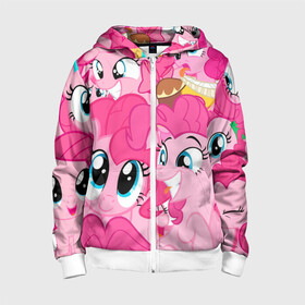 Детская толстовка 3D на молнии с принтом Pinkie Pie pattern в городе Новоалтайск, 100% полиэстер |  манжеты и пояс оформлены широкой мягкой резинкой, двухслойный капюшон со шнурком для регулировки, спереди карманы и застежка-молния
 | my little pony | дружба это чудо | единорог | единороги | май литл пони | мульт | мультфильм