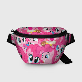 Поясная сумка 3D с принтом Pinkie Pie pattern в городе Новоалтайск, 100% полиэстер | плотная ткань, ремень с регулируемой длиной, внутри несколько карманов для мелочей, основное отделение и карман с обратной стороны сумки застегиваются на молнию | my little pony | дружба это чудо | единорог | единороги | май литл пони | мульт | мультфильм
