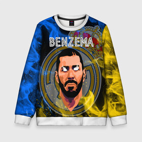 Детский свитшот 3D с принтом KARIM BENZEMA / КАРИМ БЕНЗЕМА в городе Новоалтайск, 100% полиэстер | свободная посадка, прямой крой, мягкая тканевая резинка на рукавах и понизу свитшота | Тематика изображения на принте: football | karim mostafa benzema | real madrid | sport | карим бензема | реал мадрид | сборная франции | спорт | футбол.