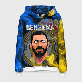 Мужская толстовка 3D с принтом KARIM BENZEMA / КАРИМ БЕНЗЕМА в городе Новоалтайск, 100% полиэстер | двухслойный капюшон со шнурком для регулировки, мягкие манжеты на рукавах и по низу толстовки, спереди карман-кенгуру с мягким внутренним слоем. | football | karim mostafa benzema | real madrid | sport | карим бензема | реал мадрид | сборная франции | спорт | футбол.