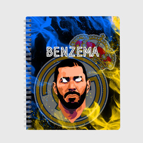 Тетрадь с принтом KARIM BENZEMA / КАРИМ БЕНЗЕМА в городе Новоалтайск, 100% бумага | 48 листов, плотность листов — 60 г/м2, плотность картонной обложки — 250 г/м2. Листы скреплены сбоку удобной пружинной спиралью. Уголки страниц и обложки скругленные. Цвет линий — светло-серый
 | football | karim mostafa benzema | real madrid | sport | карим бензема | реал мадрид | сборная франции | спорт | футбол.