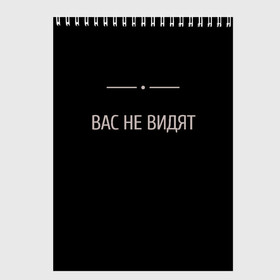 Скетчбук (блокнот) с принтом Вас не видят в городе Новоалтайск, 100% бумага
 | 48 листов, плотность листов — 100 г/м2, плотность картонной обложки — 250 г/м2. Листы скреплены сверху удобной пружинной спиралью | Тематика изображения на принте: вас заметили | вас не видят мем | вас не видят скайрим | скайрим | скрытность