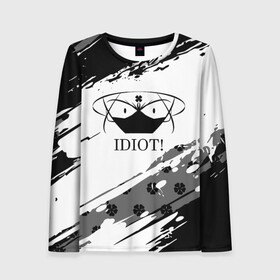 Женский лонгслив 3D с принтом IDIOT! Black Clover в городе Новоалтайск, 100% полиэстер | длинные рукава, круглый вырез горловины, полуприлегающий силуэт | asta | black bulls | black clover | quartet knights | yuno | акума | аниме | аста | блэк кловер | буракку куро:ба | демон | королевство клевера | король магов | лихт | магна | манга | пятилистник | черный бык | чёрный клев