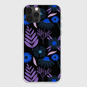 Чехол для iPhone 12 Pro Max с принтом Цветы и листья в городе Новоалтайск, Силикон |  | васильки | листья | полевые цветы | ромашки | текстуры | узор | фиолетовые листья | цветы | цветы и листья