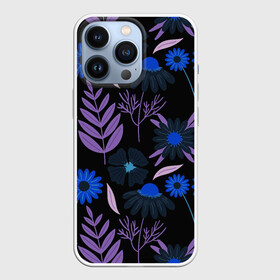Чехол для iPhone 13 Pro с принтом Цветы и листья в городе Новоалтайск,  |  | Тематика изображения на принте: васильки | листья | полевые цветы | ромашки | текстуры | узор | фиолетовые листья | цветы | цветы и листья