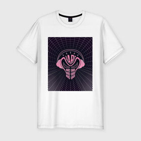 Мужская футболка хлопок Slim с принтом HARDBASS SKULL в городе Новоалтайск, 92% хлопок, 8% лайкра | приталенный силуэт, круглый вырез ворота, длина до линии бедра, короткий рукав | music | pink | purple | retrowave | музыка | неоновая | ретро | розовый | стиль | тренд | череп в наушниках | яркий