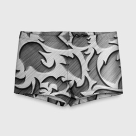 Детские купальные плавки 3D с принтом Монохромный узор в городе Новоалтайск, Полиэстер 85%, Спандекс 15% | Слитный крой, подклад по переду изделия, узкие бретели | монохром | рисунок | серебристый | серебро | узор