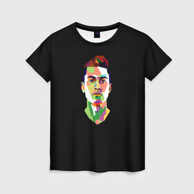 Женская футболка 3D с принтом Paulo Dybala Pop Art в городе Новоалтайск, 100% полиэфир ( синтетическое хлопкоподобное полотно) | прямой крой, круглый вырез горловины, длина до линии бедер | art | champion | dybala | football | form | institute | juventus | palermo | paulo | player | pop | soccer | uniform | дибала | институто | легенда | палермо | пауло | форма | футбол | футбола | футболист | чемпион | ювентус