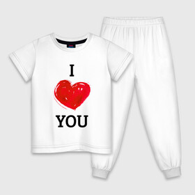 Детская пижама хлопок с принтом I LOVE YOU | HEART (Z) в городе Новоалтайск, 100% хлопок |  брюки и футболка прямого кроя, без карманов, на брюках мягкая резинка на поясе и по низу штанин
 | affection | cardiac | fondness | heart | i love you | love | loving | другу | любимая | любмый | любовь | любоф | любофф | любофь | надписи | надпись | подарок | подруге | сердечко | сердце | сердцевина | сердчишко | я тебя люблю