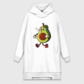 Платье-худи хлопок с принтом Авокадо поет в городе Новоалтайск,  |  | avocado | cute | fruit | авокадо | милый | музыка | фрукт