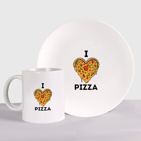 Набор: тарелка + кружка с принтом I LOVE PIZZA | Я ЛЮБЛЮ ПИЦЦУ (Z) в городе Новоалтайск, керамика | Кружка: объем — 330 мл, диаметр — 80 мм. Принт наносится на бока кружки, можно сделать два разных изображения. 
Тарелка: диаметр - 210 мм, диаметр для нанесения принта - 120 мм. | Тематика изображения на принте: affection | cardiac | fondness | heart | i love pizza | love | loving | pizza | еда | любимая | любимый | любовь | любоф | любофф | любофь | надписи | надпись | пицца | сердечко | сердце | сердцевина | сердчишко