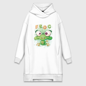 Платье-худи хлопок с принтом Funny frog в городе Новоалтайск,  |  | cute | frog | funny | лягух | лягушенок | лягушка | милый