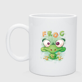 Кружка керамическая с принтом Funny frog в городе Новоалтайск, керамика | объем — 330 мл, диаметр — 80 мм. Принт наносится на бока кружки, можно сделать два разных изображения | Тематика изображения на принте: cute | frog | funny | лягух | лягушенок | лягушка | милый
