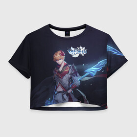 Женская футболка Crop-top 3D с принтом Genshin Impact. Tartaglia в городе Новоалтайск, 100% полиэстер | круглая горловина, длина футболки до линии талии, рукава с отворотами | childe | genshin | impact | rpg | tartaglia | teyvat | анемо | влияние | геншина | гео | гидро | дендро | крио | пиро | тарталья | тейват | чайльд | электро