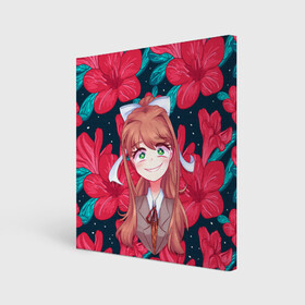 Холст квадратный с принтом Моника в цветах в городе Новоалтайск, 100% ПВХ |  | anime | flower | game | games | monika | natsuki | sayori | yuri | аниме | визуальный роман | доки доки | игра | игры | литературный клуб | моника | нацуки | саёри | цветы | юри