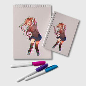 Блокнот с принтом Cyber Monika в городе Новоалтайск, 100% бумага | 48 листов, плотность листов — 60 г/м2, плотность картонной обложки — 250 г/м2. Листы скреплены удобной пружинной спиралью. Цвет линий — светло-серый
 | Тематика изображения на принте: anime | game | games | monika | natsuki | sayori | yuri | аниме | визуальный роман | доки доки | игра | игры | литературный клуб | моника | нацуки | саёри | юри