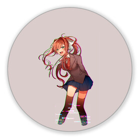 Коврик для мышки круглый с принтом Cyber Monika в городе Новоалтайск, резина и полиэстер | круглая форма, изображение наносится на всю лицевую часть | Тематика изображения на принте: anime | game | games | monika | natsuki | sayori | yuri | аниме | визуальный роман | доки доки | игра | игры | литературный клуб | моника | нацуки | саёри | юри