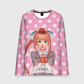 Мужской лонгслив 3D с принтом Monika Pop Art в городе Новоалтайск, 100% полиэстер | длинные рукава, круглый вырез горловины, полуприлегающий силуэт | anime | game | games | monika | natsuki | sayori | yuri | аниме | визуальный роман | доки доки | игра | игры | литературный клуб | моника | нацуки | саёри | юри