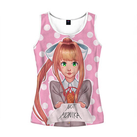 Женская майка 3D с принтом Monika Pop Art в городе Новоалтайск, 100% полиэстер | круглая горловина, прямой силуэт, длина до линии бедра | anime | game | games | monika | natsuki | sayori | yuri | аниме | визуальный роман | доки доки | игра | игры | литературный клуб | моника | нацуки | саёри | юри