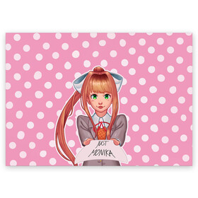 Поздравительная открытка с принтом Monika Pop Art в городе Новоалтайск, 100% бумага | плотность бумаги 280 г/м2, матовая, на обратной стороне линовка и место для марки
 | Тематика изображения на принте: anime | game | games | monika | natsuki | sayori | yuri | аниме | визуальный роман | доки доки | игра | игры | литературный клуб | моника | нацуки | саёри | юри