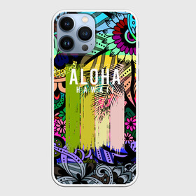 Чехол для iPhone 13 Pro Max с принтом АЛОХА ГАВАЙИ | ALOHA HAWAII в городе Новоалтайск,  |  | Тематика изображения на принте: aloha | hawaii | гаваи | гаваии | гавайи | доски | лето | море | паттерн | серфинг | текстура | цветы