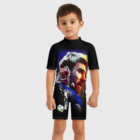 Детский купальный костюм 3D с принтом ЛИОНЕЛЬ МЕССИ   LIONEL MESSI в городе Новоалтайск, Полиэстер 85%, Спандекс 15% | застежка на молнии на спине | argentina | barcelona | football | lionel andrs messi | sport | uefa | аргентина | барселона | лионель месси | спорт | уефа. | футбол