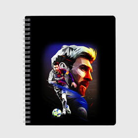 Тетрадь с принтом ЛИОНЕЛЬ МЕССИ / LIONEL MESSI в городе Новоалтайск, 100% бумага | 48 листов, плотность листов — 60 г/м2, плотность картонной обложки — 250 г/м2. Листы скреплены сбоку удобной пружинной спиралью. Уголки страниц и обложки скругленные. Цвет линий — светло-серый
 | Тематика изображения на принте: argentina | barcelona | football | lionel andrs messi | sport | uefa | аргентина | барселона | лионель месси | спорт | уефа. | футбол
