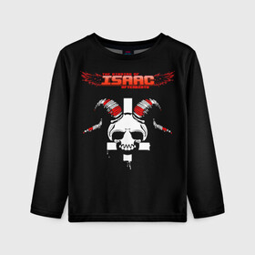 Детский лонгслив 3D с принтом The Binding of Isaac, Skull  в городе Новоалтайск, 100% полиэстер | длинные рукава, круглый вырез горловины, полуприлегающий силуэт
 | skull | the binding of isaac | айзек | аркады | жертвоприношение айзека | жертвоприношение исаака | исаак | крест | логотипы игр | монстры | персонажи игр | череп
