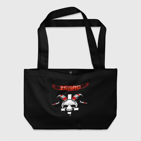 Пляжная сумка 3D с принтом The Binding of Isaac, Skull  в городе Новоалтайск, 100% полиэстер | застегивается на металлическую кнопку; внутренний карман застегивается на молнию. Стенки укреплены специальным мягким материалом, чтобы защитить содержимое от несильных ударов
 | skull | the binding of isaac | айзек | аркады | жертвоприношение айзека | жертвоприношение исаака | исаак | крест | логотипы игр | монстры | персонажи игр | череп