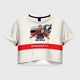 Женская футболка Crop-top 3D с принтом Вирджил ван Дейк YNWA в городе Новоалтайск, 100% полиэстер | круглая горловина, длина футболки до линии талии, рукава с отворотами | virgil van dijk | ynwa | you’ll never walk alone | вирджил ван дейк | защитник | ливер | ливерпуль | ты никогда не будешь один | футбол