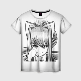 Женская футболка 3D с принтом Doki Doki Literature Club в городе Новоалтайск, 100% полиэфир ( синтетическое хлопкоподобное полотно) | прямой крой, круглый вырез горловины, длина до линии бедер | anime | doki doki literature club | monika | natsuki | sayori | yuri | аниме | доки доки | доки доки литературный клуб | моника | нацуки | саёри | юри
