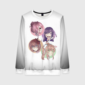 Женский свитшот 3D с принтом Doki Doki Literature Club в городе Новоалтайск, 100% полиэстер с мягким внутренним слоем | круглый вырез горловины, мягкая резинка на манжетах и поясе, свободная посадка по фигуре | anime | doki doki literature club | monika | natsuki | sayori | yuri | аниме | доки доки | доки доки литературный клуб | моника | нацуки | саёри | юри