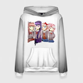 Женская толстовка 3D с принтом Doki Doki Literature Club в городе Новоалтайск, 100% полиэстер  | двухслойный капюшон со шнурком для регулировки, мягкие манжеты на рукавах и по низу толстовки, спереди карман-кенгуру с мягким внутренним слоем. | anime | doki doki literature club | monika | natsuki | sayori | yuri | аниме | доки доки | доки доки литературный клуб | моника | нацуки | саёри | юри