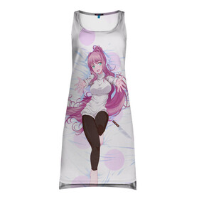 Платье-майка 3D с принтом Doki Doki Monika Моника в городе Новоалтайск, 100% полиэстер | полуприлегающий силуэт, широкие бретели, круглый вырез горловины, удлиненный подол сзади. | ahegao | club | doki | game | girl | girls | japan | literature | monika | natsuki | sayori | senpai | waifu | yuri | аниме | ахегао | вайфу | девушка | игра | манга | ми | мими | моника | нацуки | няшка | няшная | саери | семпай | сенпай | т