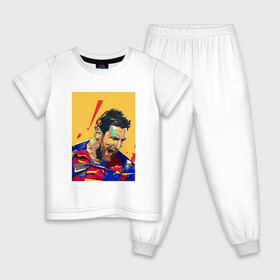 Детская пижама хлопок с принтом Super Messi в городе Новоалтайск, 100% хлопок |  брюки и футболка прямого кроя, без карманов, на брюках мягкая резинка на поясе и по низу штанин
 | argentina | barca | barcelona | football | lionel | messi | spain | sport | аргентина | барса | барселона | гол | золотой мяч | игрок | испания | камп ноу | лионель | месси | мяч | спорт | тренер | футбол | чемпион |