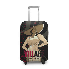 Чехол для чемодана 3D с принтом Resident Evil Village Blood в городе Новоалтайск, 86% полиэфир, 14% спандекс | двустороннее нанесение принта, прорези для ручек и колес | 8 | blood | dimitresku | games | horror | new | resident evil | umbrella | vampire | village | вампир | деревня | димитреску | игра | кровь | лого | надпись | обитель зла | резидент | хоррор | щупальца | эвил