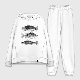 Женский костюм хлопок Oversize с принтом караси в городе Новоалтайск,  |  | ocean | sea | sea animal | графика | карась | море | океан | река | рисунок рыбы | рыба | рыбалка
