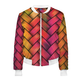 Женский бомбер 3D с принтом Colorful weave в городе Новоалтайск, 100% полиэстер | застегивается на молнию, по бокам два кармана без застежек, мягкие манжеты, по низу бомбера и на воротнике — эластичная резинка | colorful | texture | twist | weave | красочный | плетенка | текстура