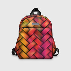 Детский рюкзак 3D с принтом Colorful weave в городе Новоалтайск, 100% полиэстер | лямки с регулируемой длиной, сверху петелька, чтобы рюкзак можно было повесить на вешалку. Основное отделение закрывается на молнию, как и внешний карман. Внутри дополнительный карман. По бокам два дополнительных кармашка | colorful | texture | twist | weave | красочный | плетенка | текстура