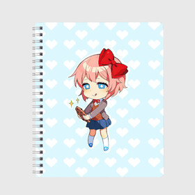Тетрадь с принтом Chibi Sayori в городе Новоалтайск, 100% бумага | 48 листов, плотность листов — 60 г/м2, плотность картонной обложки — 250 г/м2. Листы скреплены сбоку удобной пружинной спиралью. Уголки страниц и обложки скругленные. Цвет линий — светло-серый
 | ddlc | doki doki literature club | sayori | саёри | сайори