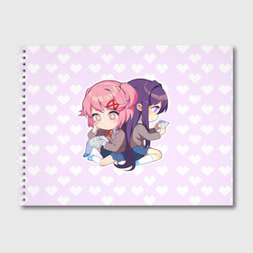 Альбом для рисования с принтом Chibi Natsuki and Yuri в городе Новоалтайск, 100% бумага
 | матовая бумага, плотность 200 мг. | Тематика изображения на принте: ddlc | doki doki literature club | natsuki | yuri | натсуки | нацуки | юри