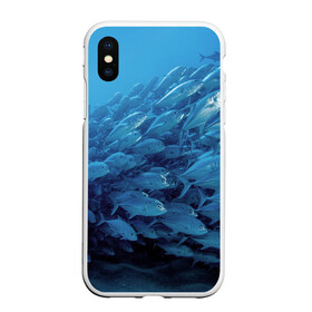 Чехол для iPhone XS Max матовый с принтом Морские рыбы в городе Новоалтайск, Силикон | Область печати: задняя сторона чехла, без боковых панелей | косяк | море | океан | подводный мир | рыбки | рыбы