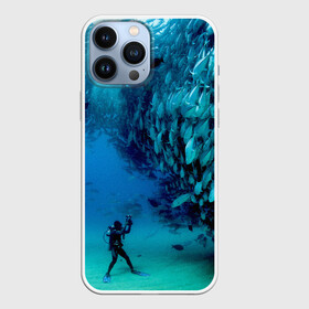 Чехол для iPhone 13 Pro Max с принтом Фото дайвинг в городе Новоалтайск,  |  | Тематика изображения на принте: дайвер | косяк | море | океан | подводный мир | рыбки | рыбы | фото дайвинг